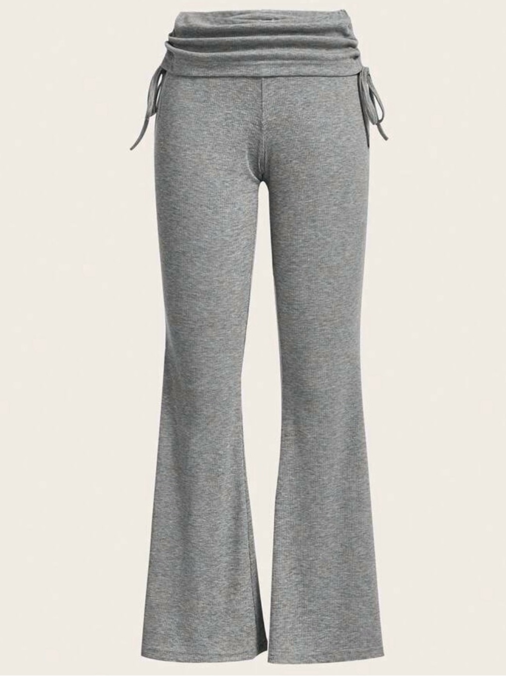 Flare Yoga Pants with Tie Drawstring Sides & a Foldover Waist